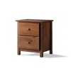 Quikfurn Farmhouse Solid Pine Wood 2 Drawer Nightstand In Walnut Finish