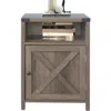 Quikfurn Farmhouse Style End Table Barn Door Nightstand With Open Shelf In Rustic Oak