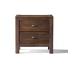 Quikfurn Farmhouse Style Solid Pine Wood 2-drawer Nightstand Bedside Table In Walnut