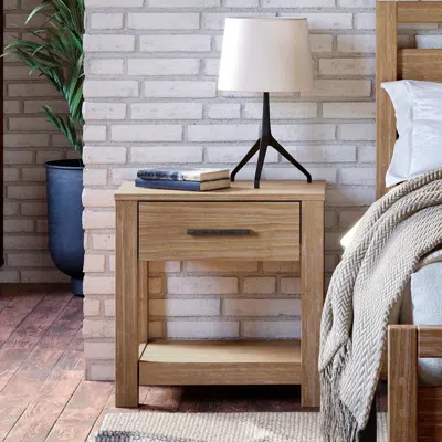 Quikfurn Farmhouse Traditional Rustic Pine Wood 1-drawer Nightstand Bedside Table