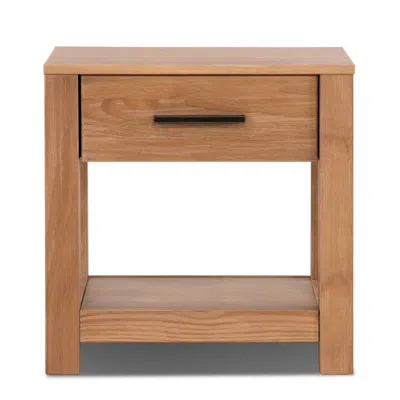 Quikfurn Farmhouse Traditional Rustic Pine Wood 1-drawer Nightstand Bedside Table