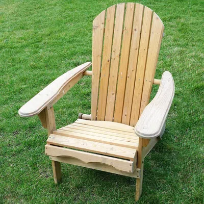 Quikfurn Folding Adirondack Chair For Patio Garden In Natural Wood Finish