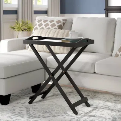 Quikfurn Folding Tv Tray Bedside Table In Black Wood Finish