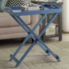 Quikfurn Folding Tv Tray Bedside Table In Blue Wood Finish