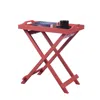 Quikfurn Folding Tv Tray Bedside Table In Coral Red Pink Orange Wood Finish