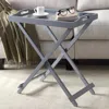 Quikfurn Folding Tv Tray Bedside Table In Grey Wood Finish