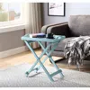 Quikfurn Folding Tv Tray Bedside Table In Light Blue Teal Turquoise Seafoam Wood Finish