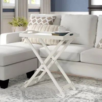 Quikfurn Folding Tv Tray Bedside Table In White Wood Finish