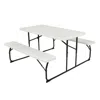 Quikfurn Folding White Hdpe Picnic Table With 2 Benches Outdoor Patio Furniture Set