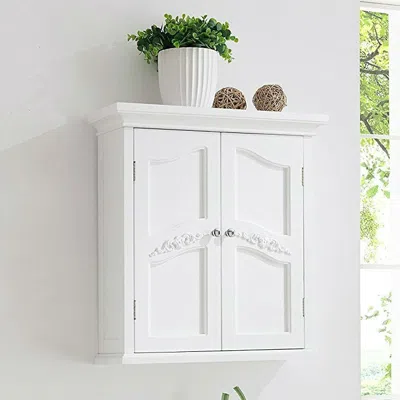 Quikfurn French Classic Style 2 Door Bathroom Wall Cabinet In White