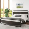 Quikfurn Full Heavy Duty Round Metal Frame Platform Bed With Black Wood Panel Headboard
