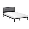 Quikfurn Full Metal Platform Bed Frame With Gray Button Tufted Upholstered Headboard