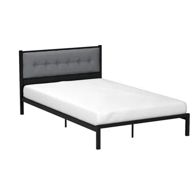 Quikfurn Full Metal Platform Bed Frame With Gray Button Tufted Upholstered Headboard