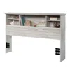 Quikfurn Full / Queen Size Farmhouse Bookcase Headboard In Grey White Wood Finish