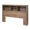 Quikfurn Full / Queen Size Freestanding Bookcase Headboard In Grey Brown Wood Finish