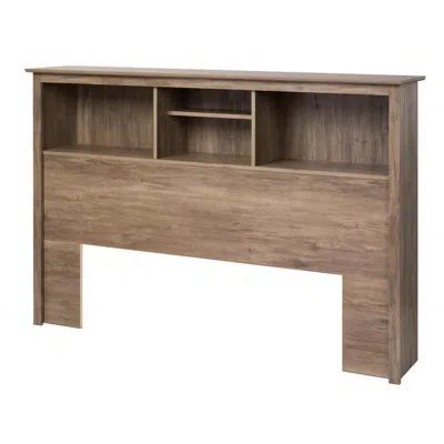 Quikfurn Full / Queen Size Freestanding Bookcase Headboard In Grey Brown Wood Finish
