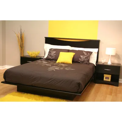 Quikfurn Full Size Contemporary Platform Bed In Black Finish