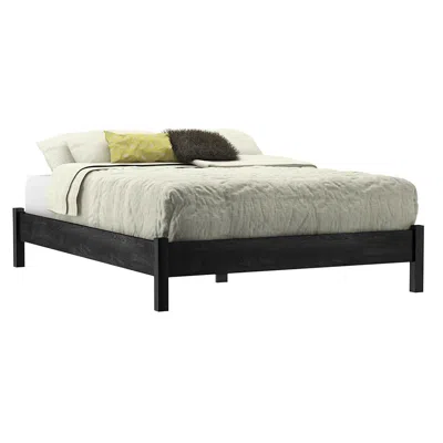 Quikfurn Full Size Contemporary Platform Bed In Grey Black Wood Finish