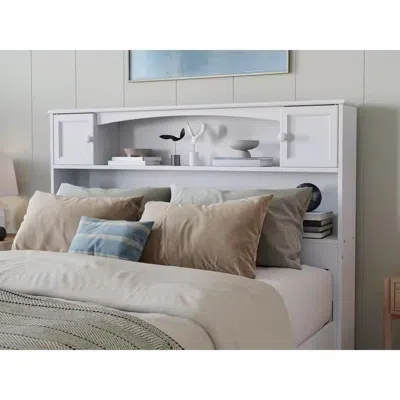 Quikfurn Full Size Farmhouse Bookcase Headboard In White Wood Finish