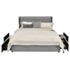 Quikfurn Full Size Grey/gold Linen Headboard 4 Drawer Storage Platform Bed