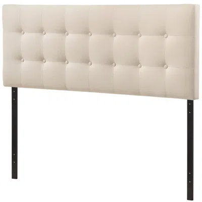 Quikfurn Full Size Ivory Fabric Upholstered Button-tufted Headboard