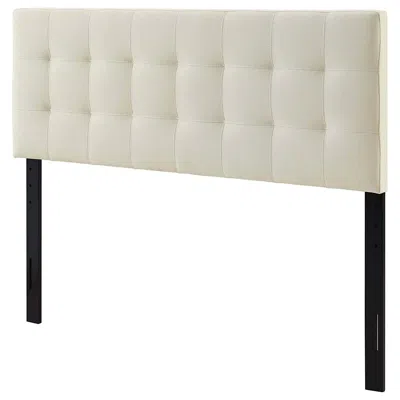 Quikfurn Full Size Ivory Linen Fabric Upholstered Tufted Headboard In Black
