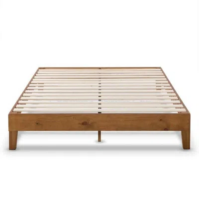 Quikfurn Full Size Mid-century Modern Solid Wood Platform Bed Frame In Natural