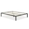 Quikfurn Full Size Modern Black Metal Platform Bed Frame With Wood Slats