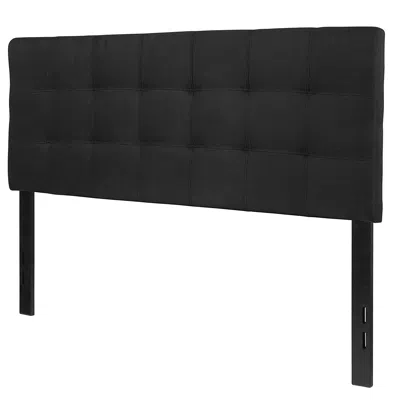 Quikfurn Full Size Modern Box-stitch Black Fabric Upholstered Headboard