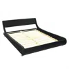 Quikfurn Full Size Modern Faux Leather Upholstered Platform Bed Frame Black