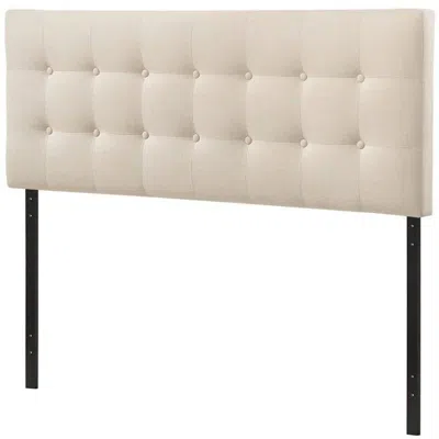 Quikfurn Full Size Modern Ivory Fabric Upholstered Button Tufted Headboard
