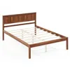 Quikfurn Full Size Retro Wood Platform Bed Frame With Headboard In Walnut