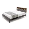 Quikfurn Full Size Velvet Upholstered Open/close Storage Headboard Platform Bed
