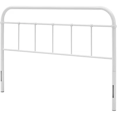 Quikfurn Full Size Vintage White Metal Headboard With Round Corners