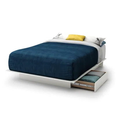 Quikfurn Full Size White Modern Platform Bed Frame With 2 Storage Drawers