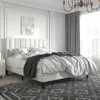 Quikfurn Full Size White Velvet Upholstered Platform Bed Frame With Headboard
