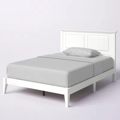 Quikfurn Full Traditional Solid Oak Wooden Platform Bed Frame With Headboard In White