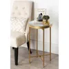 QUIKFURN GOLD METAL ROUND NIGHTSTAND END TABLE WITH REMOVABLE WHITE TRAY TOP