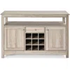 Quikfurn Gray Oak Buffet Server 9 Bottle Wine Cabinet Console