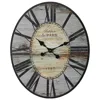 Quikfurn Gray Oversized Distressed Paris Wood Wall Clock