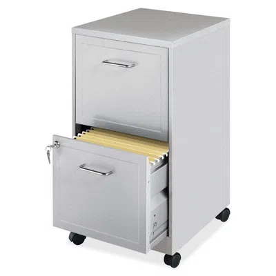 Quikfurn Gray Silver Metal 2-drawer File Cabinet With Casters