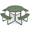 Quikfurn Green All Weather 8 Seater Picnic Table With Umbrella Hole
