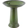 Quikfurn Green Ceramic Outdoor Garden Birdbath - 16-inch Diameter