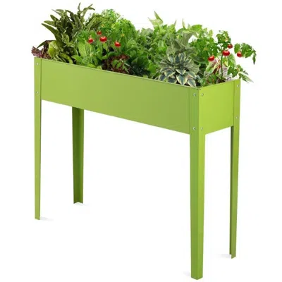 Quikfurn Green Heavy Duty Galvanized Steel Outdoor Elevated Raised Garden Planter
