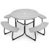 Quikfurn Grey All Weather 8 Seater Picnic Table With Umbrella Hole