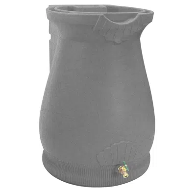 Quikfurn Grey Granite 65 Gallon Plastic Urn Rain Barrel With Planter Top In Brown