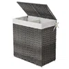 Quikfurn Grey Pp Rattan 29-gal Laundry Hamper Basket W/ 2-compartment Washable Liner Bag
