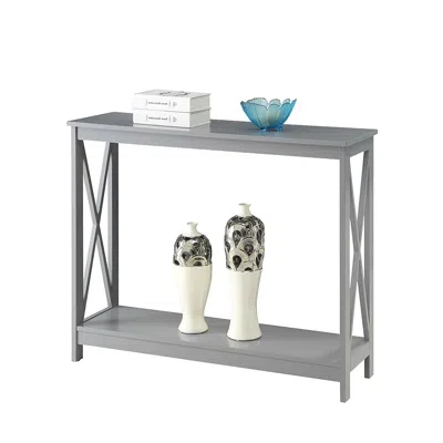 Quikfurn Grey Wood Console Sofa Table With Bottom Storage Shelf