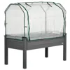 Quikfurn Grey Wood Elevated Raised Garden Bed Planter With Greenhouse Cover