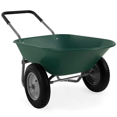 Quikfurn Heavy Duty 2-wheel Multipurpose Rust Proof Wheelbarrow - Green